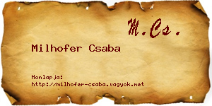 Milhofer Csaba névjegykártya